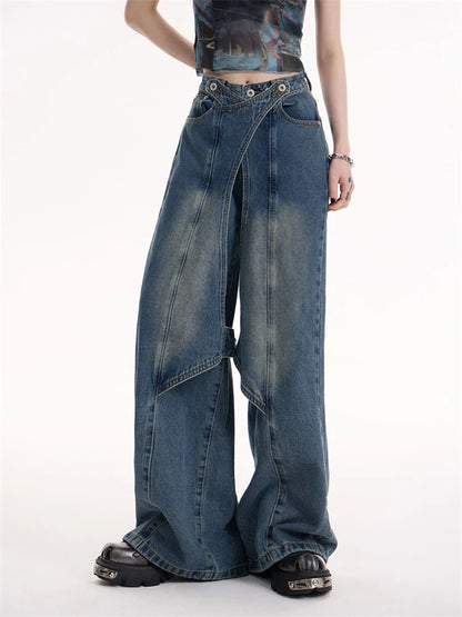 High Waist Wide Leg Denim Jeans