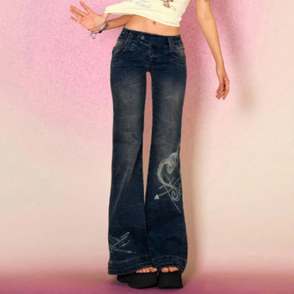 Grunge Skinny Low Rise Flared Jeans