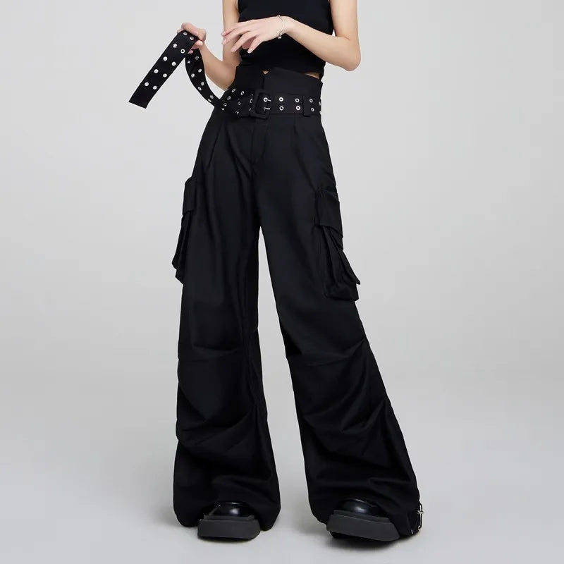 High Wide Leg Straight Cargo Pants