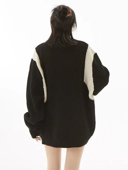 American Loose Zip Up Knitted Cardigan