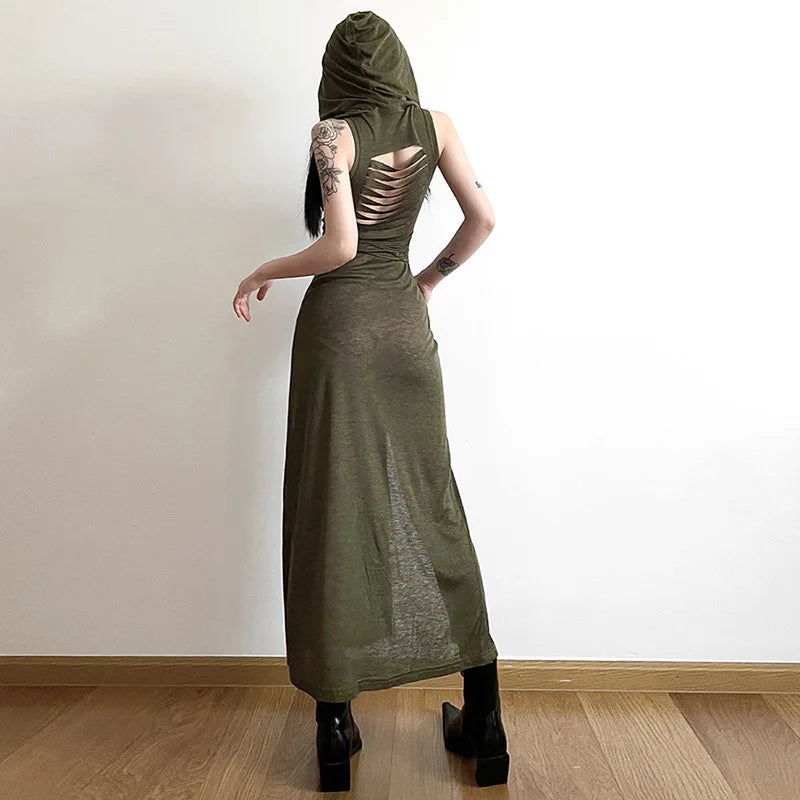 Hooded Hollow Out Dress