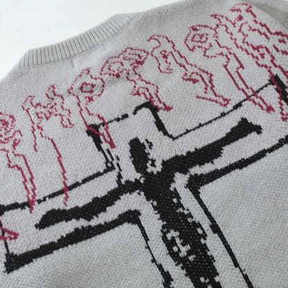 Ripped Hole Knitted Cross Jumper