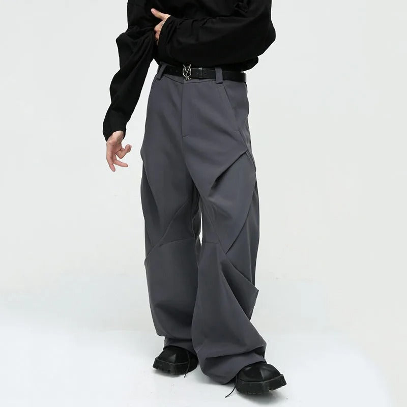 Pleated Splice Baggy Pants