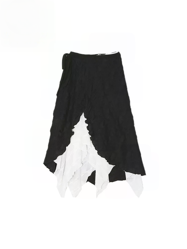 Irregular Spliced Mori Girl Skirt