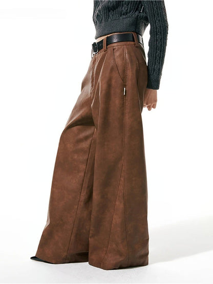 Brown Pu Leather Pants