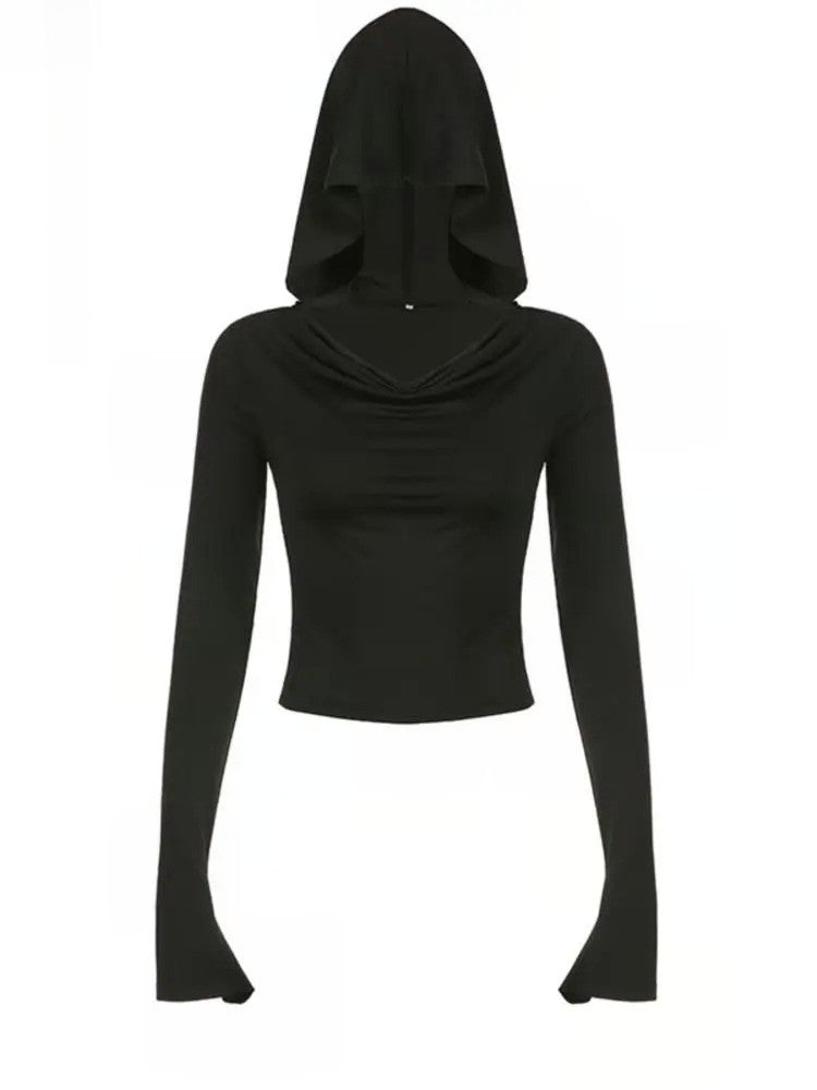 Hooded Crop Long Sleeve Top