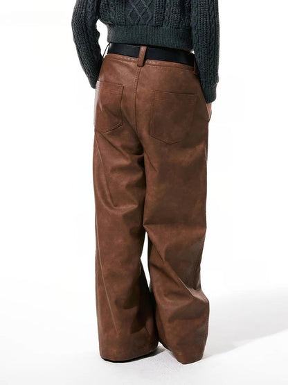 Brown Pu Leather Pants