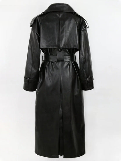 Punk Long Leather Trench Coat