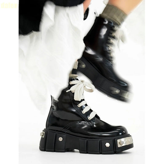 Metal Rivet Platform Boots