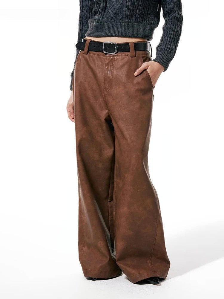 Brown Pu Leather Pants