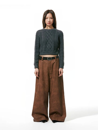 Brown Pu Leather Pants