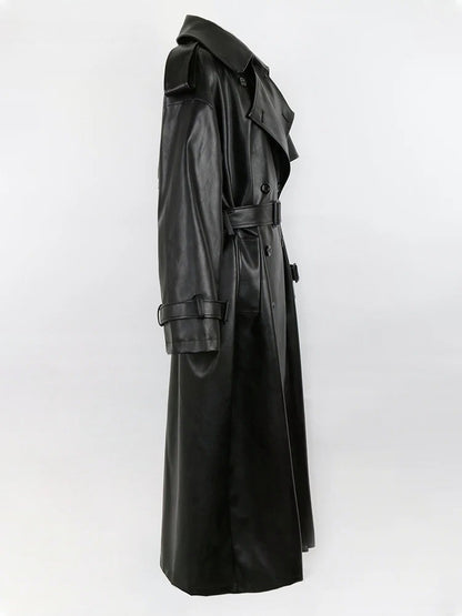 Punk Long Leather Trench Coat