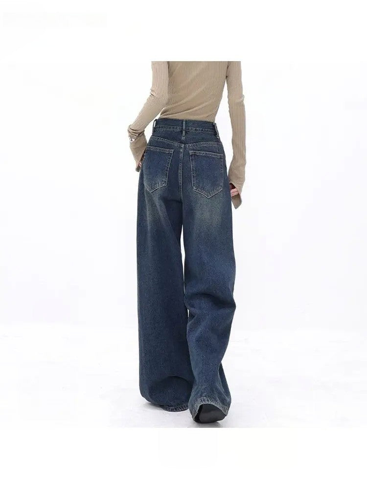 High Waist Oversized Blue Jeans