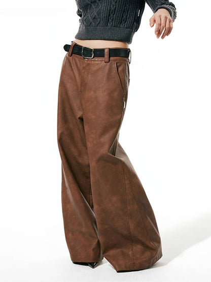 Brown Pu Leather Pants